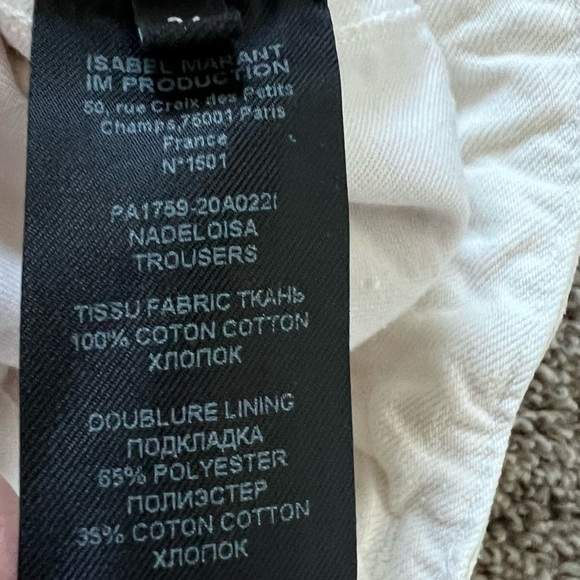 Isabel Marant Nadeloisa Tapered Leg Cotton High Rise Slim Jeans White Trousers 2 - Picture 13 of 13